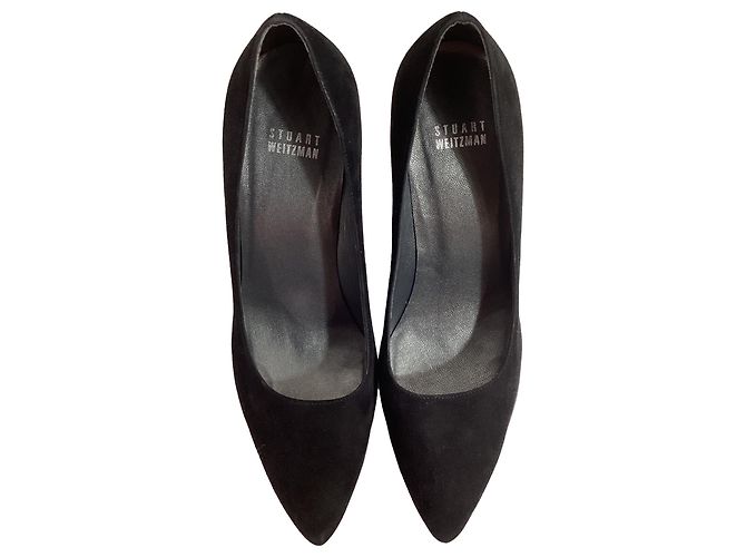 Escarpins à plateforme Stuart Weitzman en daim noir - vue 7