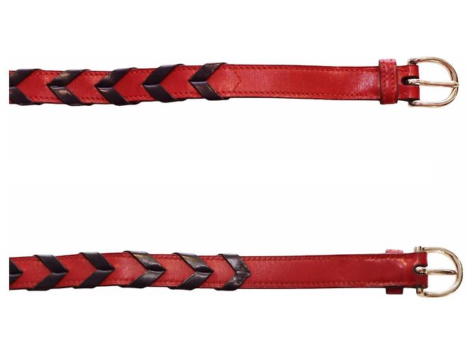 Cintura Hermès in pelle intrecciata rossa e nera Multicolore - vista 2