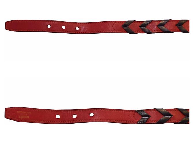 Cintura Hermès in pelle intrecciata rossa e nera Multicolore - vista 3
