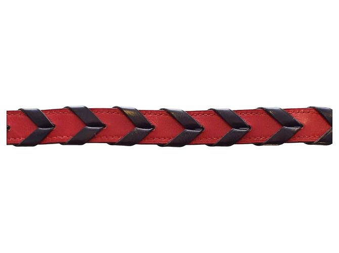 Cintura Hermès in pelle intrecciata rossa e nera Multicolore - vista 5