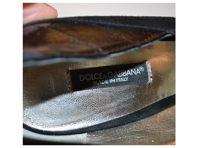 Décolleté Dolce & Gabbana in pelle nera e scamosciato taglia 37.5 Nero - vista 7