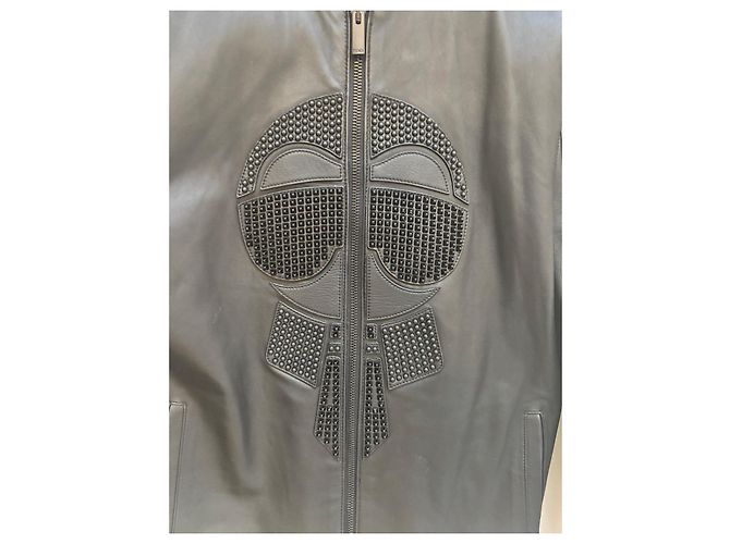 Fendi Karl Lagerfeld Lederjacke mit Nieten Schwarz - Ansicht 3