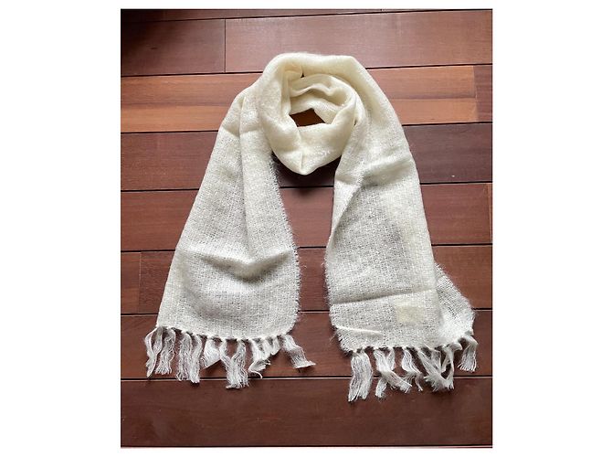 Autre Marque Sciarpa John Hannly in mohair e lana crema Crudo - vista 2