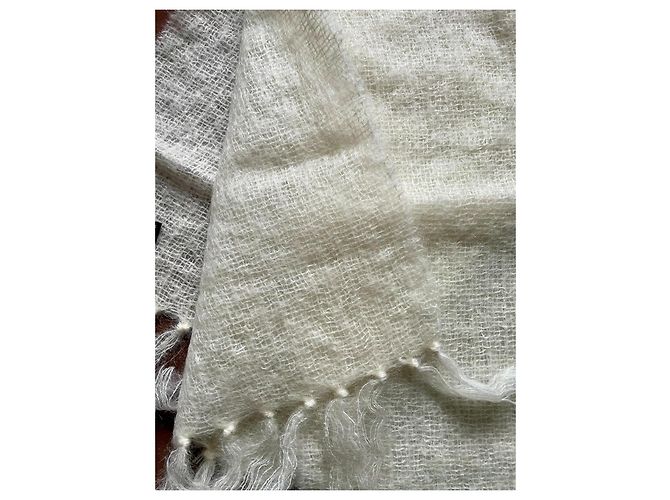 Autre Marque Sciarpa John Hannly in mohair e lana crema Crudo - vista 5