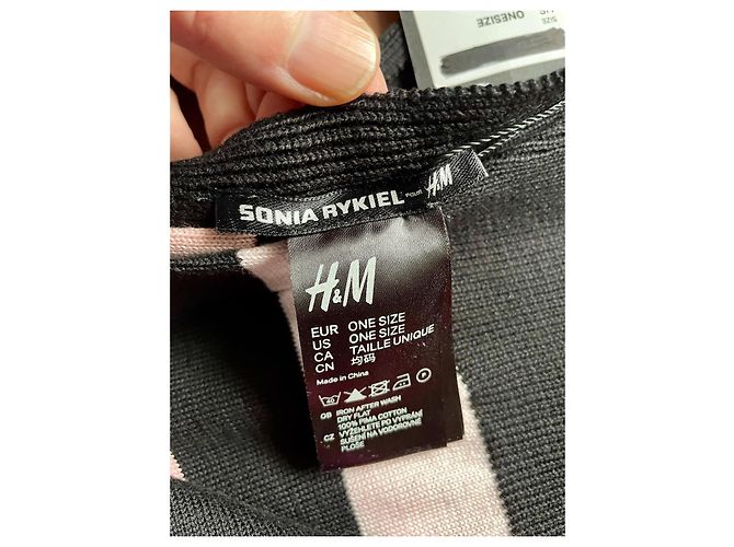 Sciarpa Sonia Rykiel pour H&M in cotone nera e multicolore Nero - vista 5