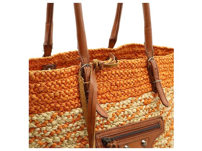 Borsa 2way in pelle e rafia Balenciaga 286370 Arancione - vista 8