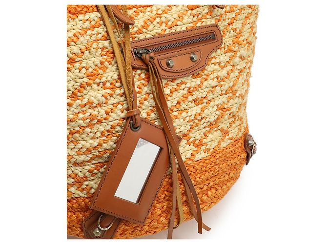 Borsa 2way in pelle e rafia Balenciaga 286370 Arancione - vista 9