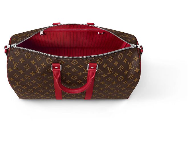 Abbesses Louis Vuitton LV Keepall 45 cm rouge et monogramme - vue 2