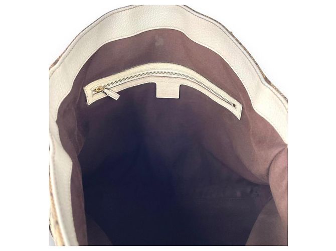 Borsa Gucci Modello GG Canvas Bamboo Marrone Bianco Beige Crema Bianco sporco - vista 12