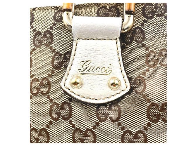 Borsa Gucci Modello GG Canvas Bamboo Marrone Bianco Beige Crema Bianco sporco - vista 2