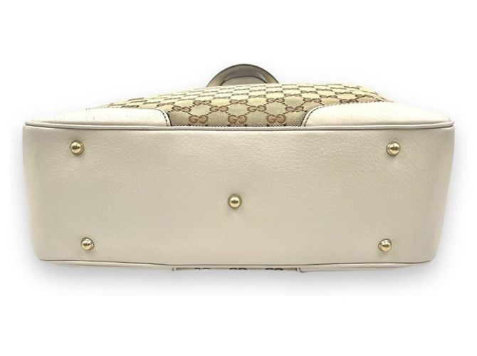Borsa Gucci Modello GG Canvas Bamboo Marrone Bianco Beige Crema Bianco sporco - vista 7