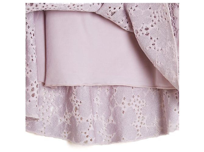 Top Christian Dior FR36 Chiuri Rosa Malva Plata Tejido Abierto de Seda UK8 US6 - vista 3