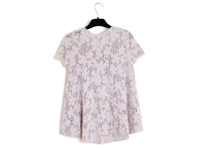 Top Christian Dior FR36 Chiuri Rosa Malva Plata Tejido Abierto de Seda UK8 US6 - vista 5