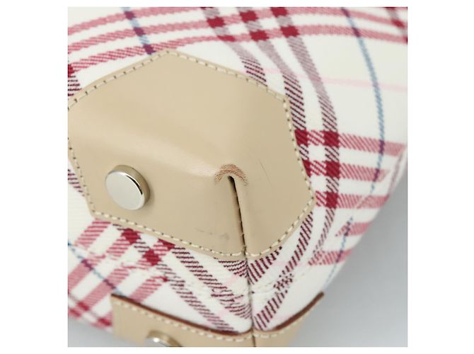 Borsa a mano in tela beige Burberry Nova Check Blue Label Auth ac3492 - vista 12