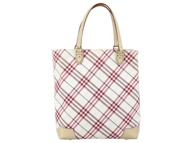 Borsa a mano in tela beige Burberry Nova Check Blue Label Auth ac3492 - vista 2