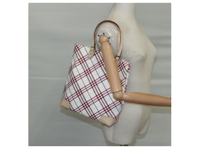 Borsa a mano in tela beige Burberry Nova Check Blue Label Auth ac3492 - vista 22