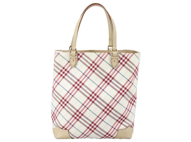Borsa a mano in tela beige Burberry Nova Check Blue Label Auth ac3492 - vista 3
