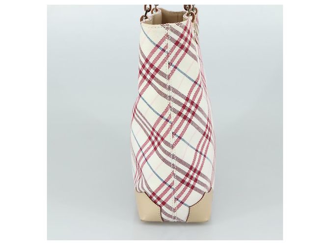 Borsa a mano in tela beige Burberry Nova Check Blue Label Auth ac3492 - vista 4