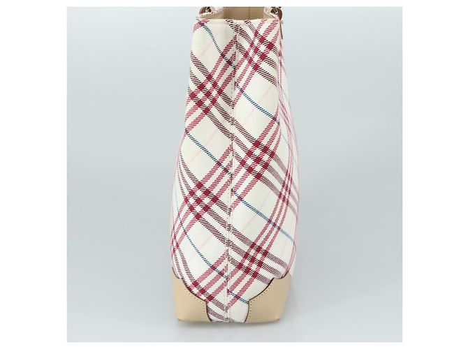 Borsa a mano in tela beige Burberry Nova Check Blue Label Auth ac3492 - vista 5