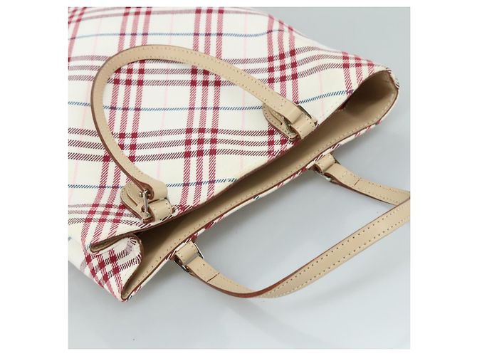 Borsa a mano in tela beige Burberry Nova Check Blue Label Auth ac3492 - vista 6