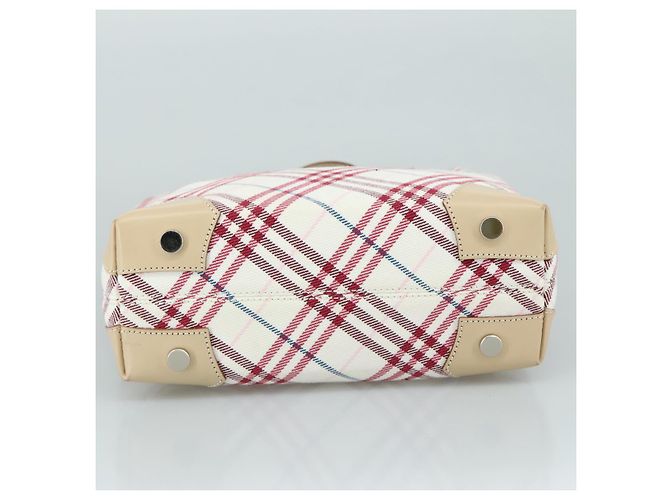 Borsa a mano in tela beige Burberry Nova Check Blue Label Auth ac3492 - vista 9