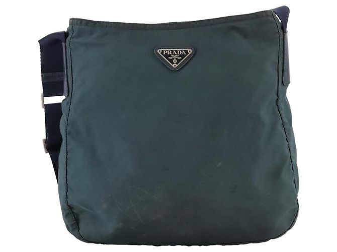 Bolsa de Ombro PRADA em Nylon Azul Marinho Auth ac3437 - vista 2