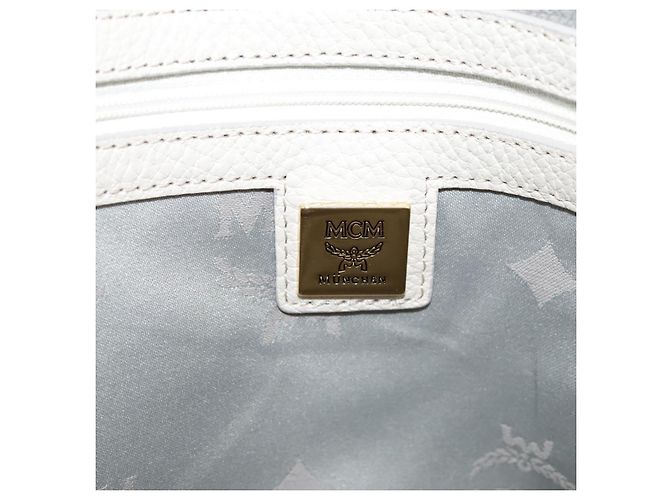 Borsa Tote MCM in pelle bianca Auth 104772 Bianco - vista 16