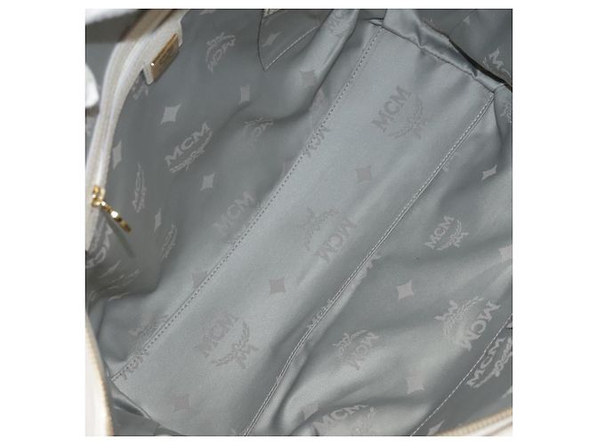 Borsa Tote MCM in pelle bianca Auth 104772 Bianco - vista 17
