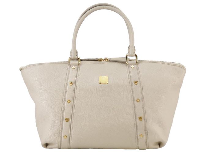 Borsa Tote MCM in pelle bianca Auth 104772 Bianco - vista 2