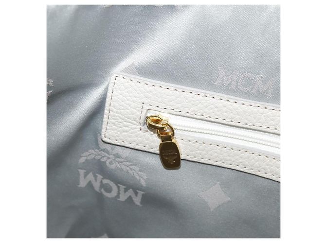 Borsa Tote MCM in pelle bianca Auth 104772 Bianco - vista 20