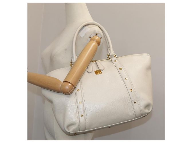 Borsa Tote MCM in pelle bianca Auth 104772 Bianco - vista 23