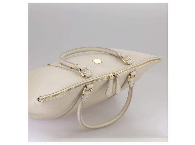 Borsa Tote MCM in pelle bianca Auth 104772 Bianco - vista 6