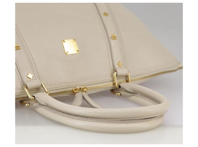 Borsa Tote MCM in pelle bianca Auth 104772 Bianco - vista 7