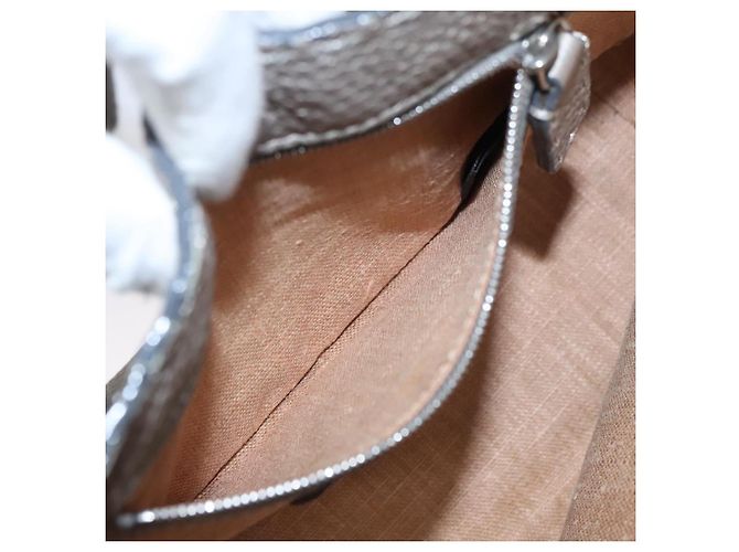 FENDI Celeria Handtasche aus Leder Silber Authentisch ep7070 - Ansicht 18