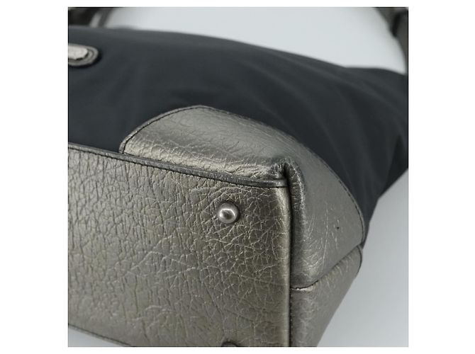 Borsa a Spalla BURBERRY in Nylon e Pelle Nera Argento Autentica ti2577 Nero - vista 10