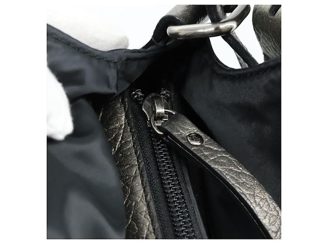 Borsa a Spalla BURBERRY in Nylon e Pelle Nera Argento Autentica ti2577 Nero - vista 16