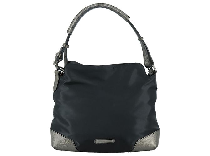 Borsa a Spalla BURBERRY in Nylon e Pelle Nera Argento Autentica ti2577 Nero - vista 2