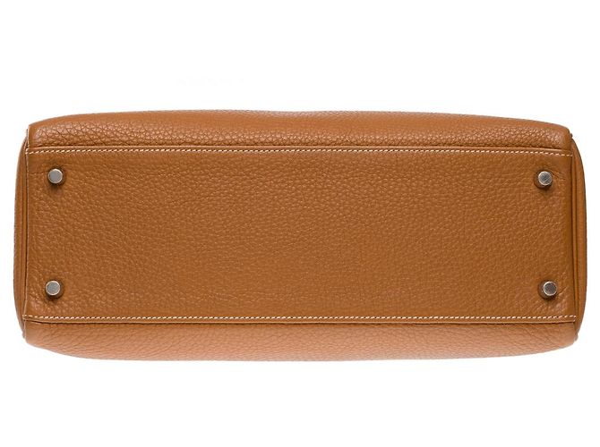 Hermès HERMES Kelly 32 Bag in Golden Leather - 102342 - view 11