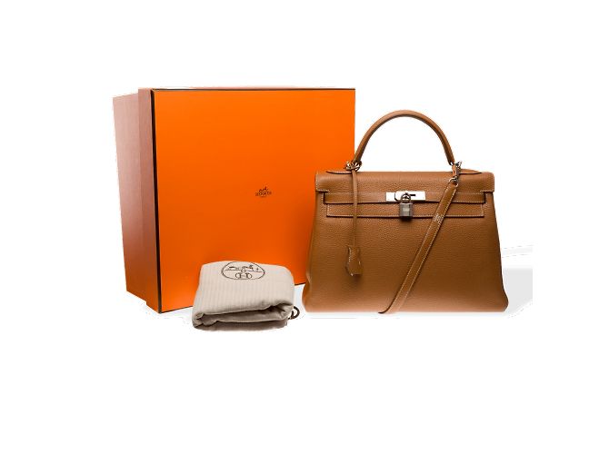 Hermès HERMES Kelly 32 Bag in Golden Leather - 102342 - view 2
