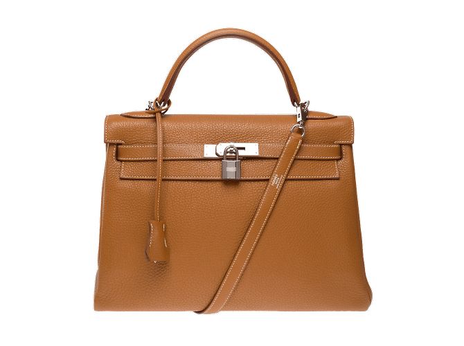 Hermès HERMES Kelly 32 Bag in Golden Leather - 102342 - view 3