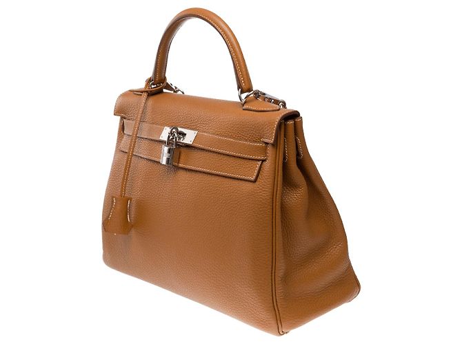 Hermès HERMES Kelly 32 Bag in Golden Leather - 102342 - view 5