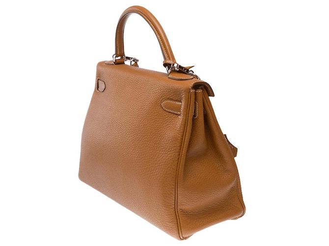 Hermès HERMES Kelly 32 Bag in Golden Leather - 102342 - view 6