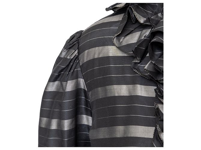 Top de seda con volantes Valentino Miss V Negro - vista 6