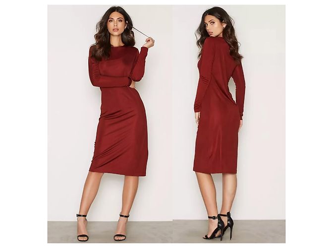 Vestido midi de jersey drapeado de viscosa Filippa K en burdeos M - vista 12