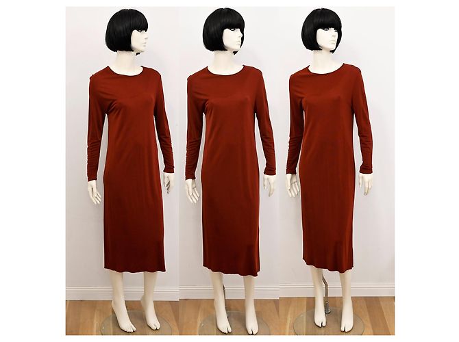 Vestido midi de jersey drapeado de viscosa Filippa K en burdeos M - vista 3
