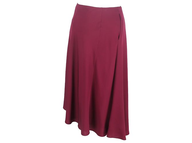 Falda asimétrica Theory en triacetato burdeos Roja - vista 3