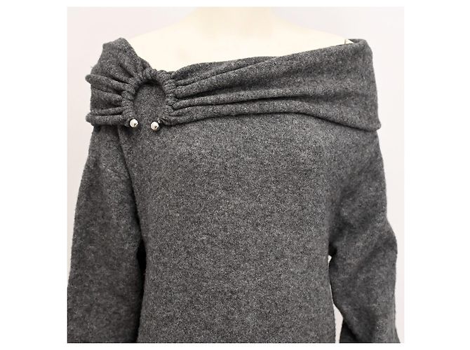 Zara Damen Midi-Kleid aus grobem Strick in Grau Größe S - Ansicht 10