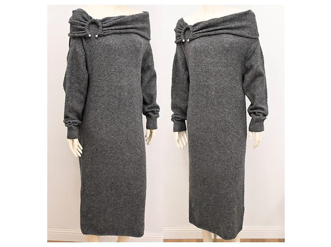 Zara Damen Midi-Kleid aus grobem Strick in Grau Größe S - Ansicht 5