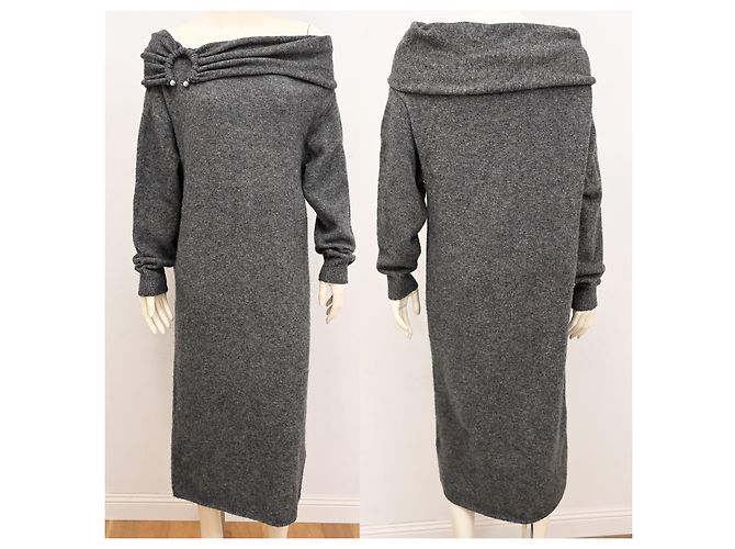 Zara Damen Midi-Kleid aus grobem Strick in Grau Größe S - Ansicht 7