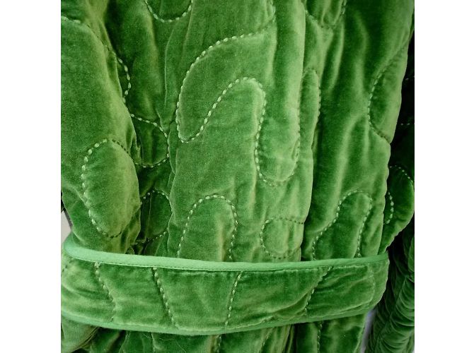 Autre Marque Samtkimono mit Steppung | Grün - Ansicht 6